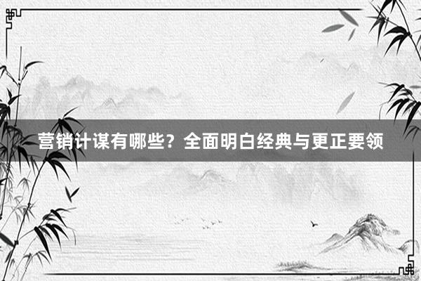 营销计谋有哪些？全面明白经典与更正要领